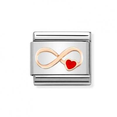 Nomination 9ct Rose Gold & Enamel Infinity Red Heart Charm