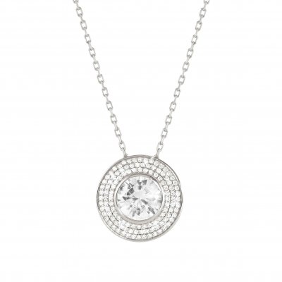 Nomination Aurea Silver & White CZ Circle Pendant Necklace