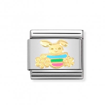 Nomination 18ct Gold Easter Rabbit with Flowers Charm