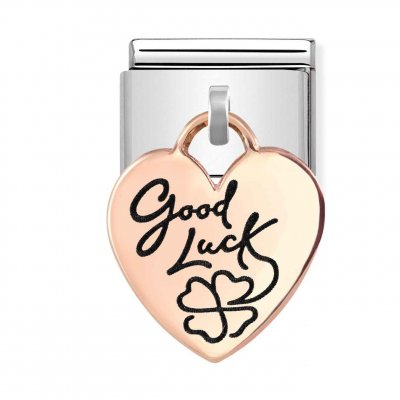 Nomination Rose Gold Heart Good Luck Charm