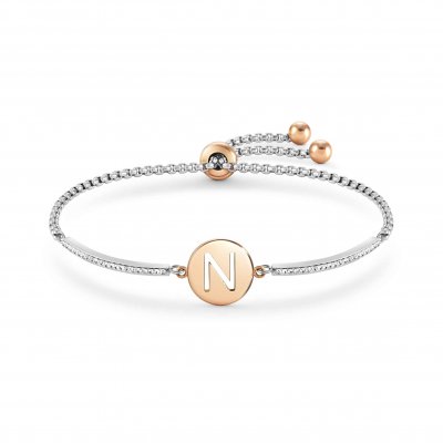 Nomination Milleluci Letter N Stainless Steel with White CZ & Rose Gold Bracelet