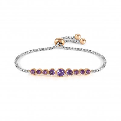 Milleluci Stainless Steel Purple Crystal Circles Bracelet