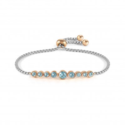 Nomination Milleluci Stainless Steel Light Blue Crystal Circles Bracelet