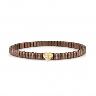 Nomination Extension Mocha Stainless Steel CZ Heart Stretch Bracelet