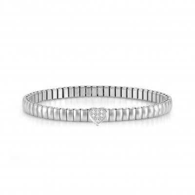 Extension Stainless Steel CZ Heart Stretch Bracelet