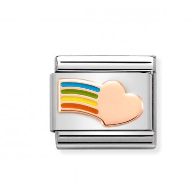 Nomination 9ct Rose Gold & Enamel Rainbow Heart Charm