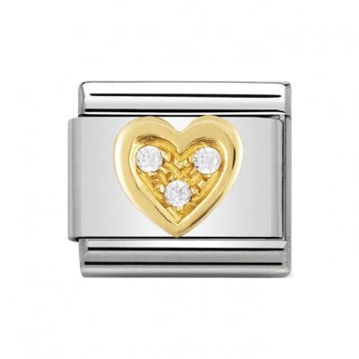 Nomination 18ct Gold CZ set White Heart Charm.