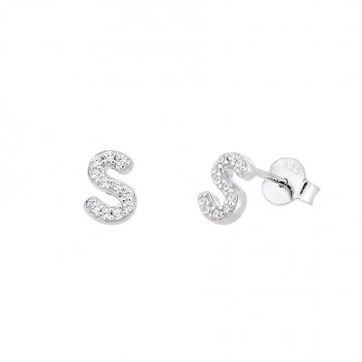 Silver Mini Letter S Stud Earrings