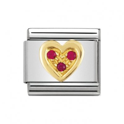 Nomination 18ct Gold CZ set Red Heart Charm.