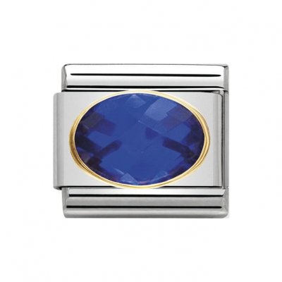 Nomination 18ct Gold CZ set Blue Oval Faceted Charm.