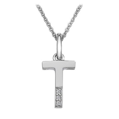 Hot Diamonds Silver Diamond set Initial T Pendant on Chain