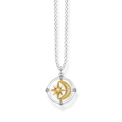 Thomas Sabo Silver Gold Plate Necklace with Star & Moon