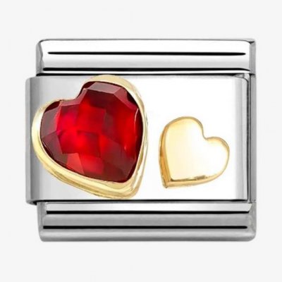 Nomination 18YG & CZ Heart Red Facetted Charm