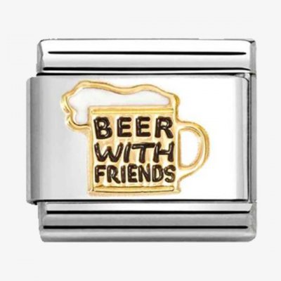 Nomination 18ct Gold Beer With Friends Charm