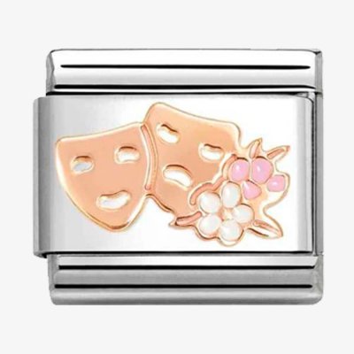 Nomination 9ct Rose Gold & Enamel Theatre Masks with Flowers Charm