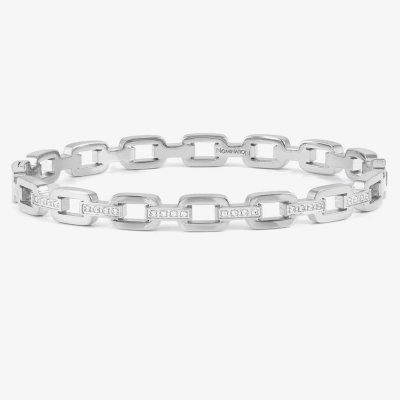 Pretty Bangles Silver plated & White CZ Bangle