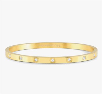 Nomination Pretty Bangles Gold plated & White Square CZ Bangle
