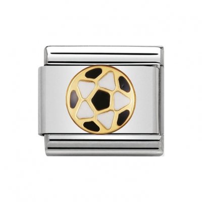 Nomination 18ct & Enamel Black & White Football Charm.