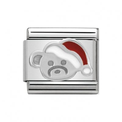 Nomination Classic Silver Teddy with Santa Hat Charm.