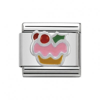 Nomination Classic Silver Cupcake Charm.