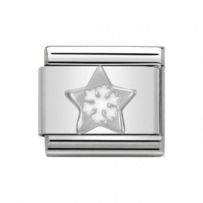 Nomination Classic Silver Star White Snowflake Charm.