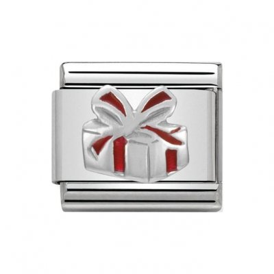 Nomination Classic Silver Red Bow Gift Charm.
