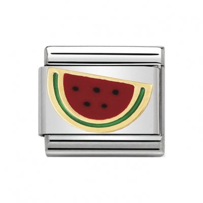 Nomination Classic Water Melon Charm 18ct Gold & Enamel.