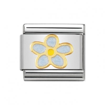 Nomination Classic Enamel Forget-me-nots Charm 18ct Gold