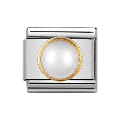 Nomination Gold Round shaped White Pearl Charm