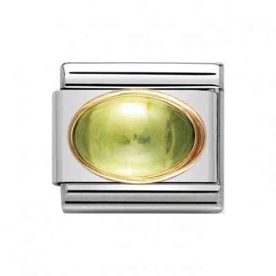 Nomination Classic Oval Peridot Charm 18ct Gold & Enamel.