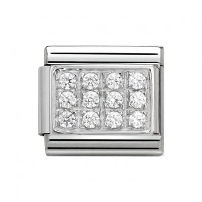 Nomination Silver Shine CZ White Rectangular Pave Classic Charm