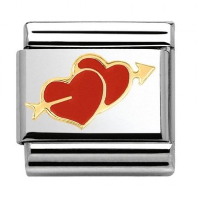 Nomination 18ct  Double Hearts with arrow Charm.