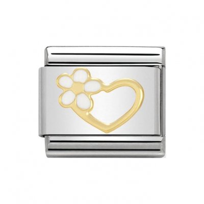 Nomination 18ct & Enamel Heart with Flower Charm.