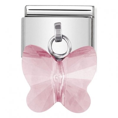 Nomination Crystal Faceted Pink Butterfly Charm.