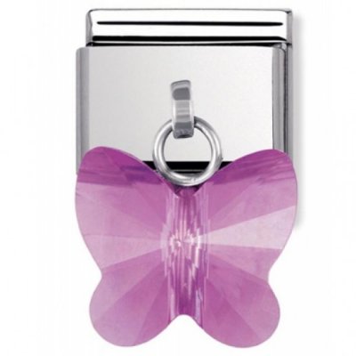 Nomination Swarovski set Faceted Fuchsia pink Butterfly Charm.