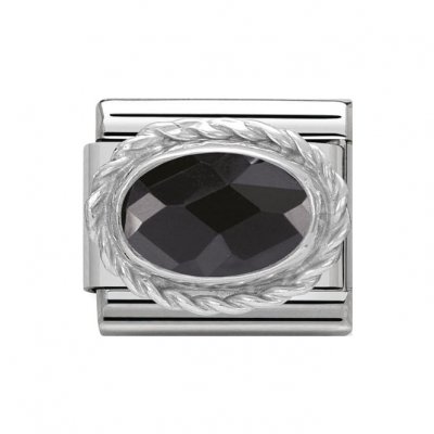 Nomination Silver Oval shaped Black Faceted CZ Charm