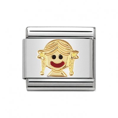 Nomination Stainless Steel, 18ct & Enamel Baby Girl Charm.