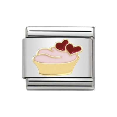 Nomination18ct Muffin with Hearts Charm.