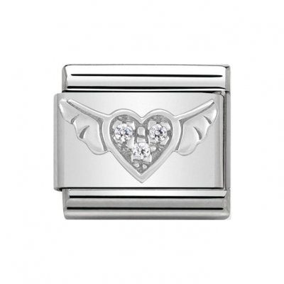 Nomination Silver Shine Flying Red Heart with Wings Charm