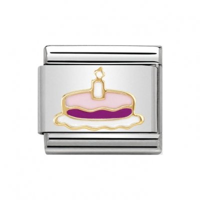 Nomination  Enamel & 18ct Cake with Candle Charm.