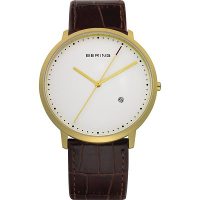 Gents Bering gold plated strap watch