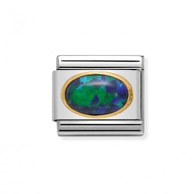 Nomination 18ct Gold Oval shaped Green Opal Charm