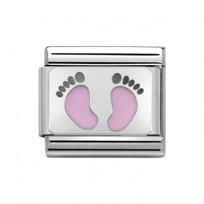 Nomination Silver Shine Pink Footprints Charm