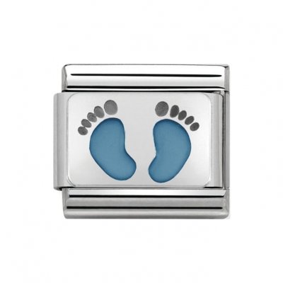 Nomination Silver Shine Blue Footprints Charm