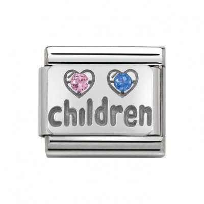Nomination Cubic Zirconia Pink Blue Children Silver Shine Classic Charm