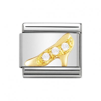 Nomination Stainless Steel, 18ct Gold CZ set Ladies Shoe Charm.