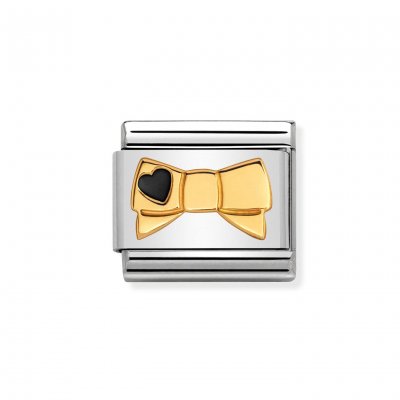 Nomination Enamel & 18ct Bow with Black Heart Charm.