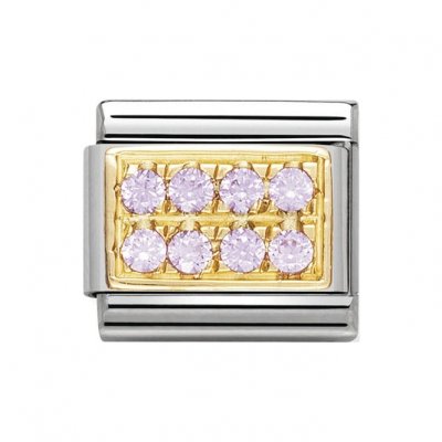 Nomination 18ct Gold CZ set Pink Pave Charm.