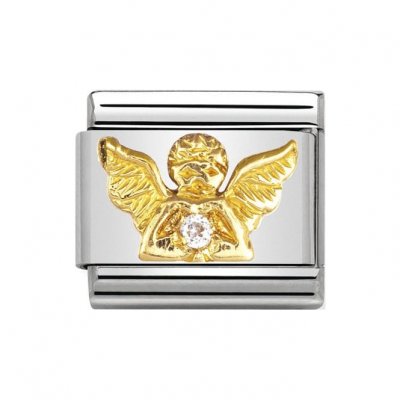 Nomination 18ct Gold CZ set Angel Charm.