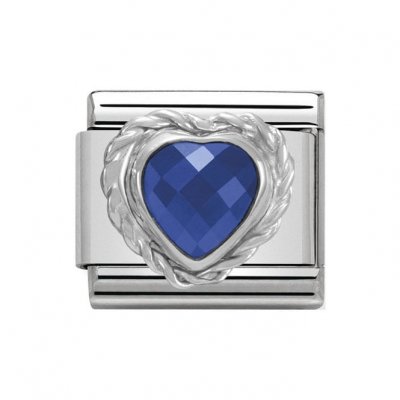 Nomination Silver Dark Blue Heart shaped CZ  Charm